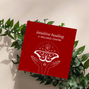 Hände Dritter EYE Moon Moth Yoga Spiritueller Coac Quadratische Visitenkarte