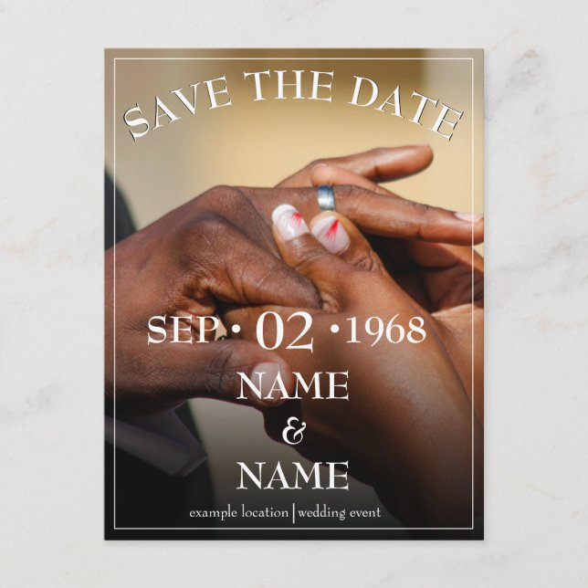 Hände eines Ehepaares mit Ring Begleitkarte (Vorderseite)