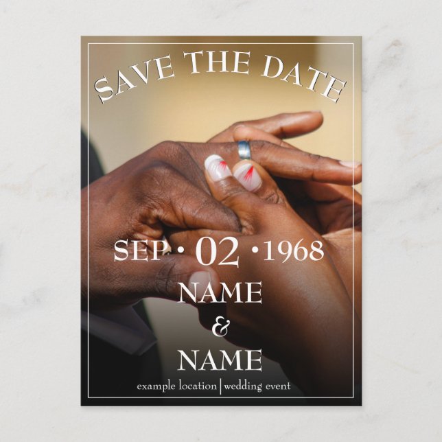 Hände eines Ehepaares mit Ring Postkarte (Vorderseite)