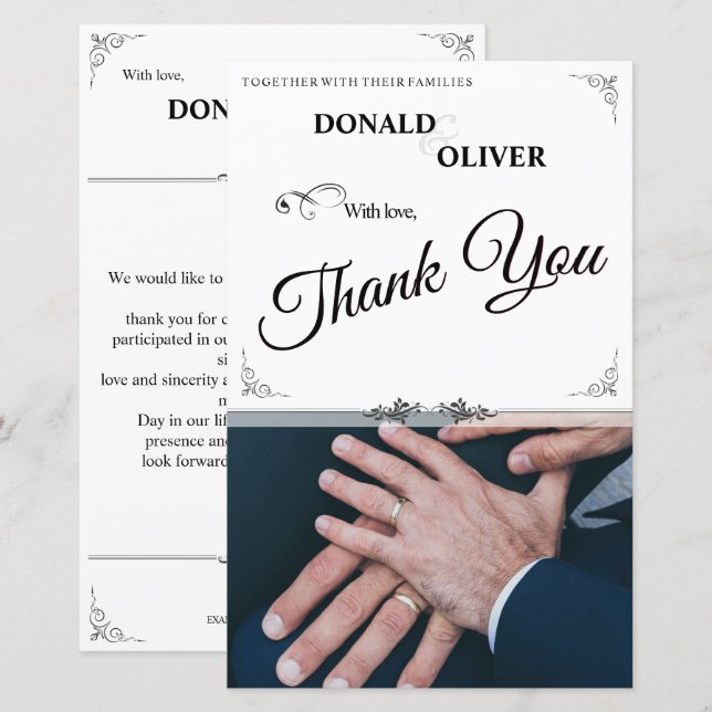 Hände eines homosexuellen Ehepaares mit Rings (Vorne/Hinten)