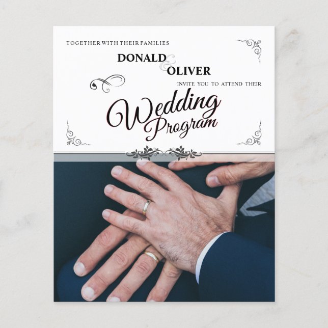 Hände eines homosexuellen Ehepaares mit Rings (Vorderseite)