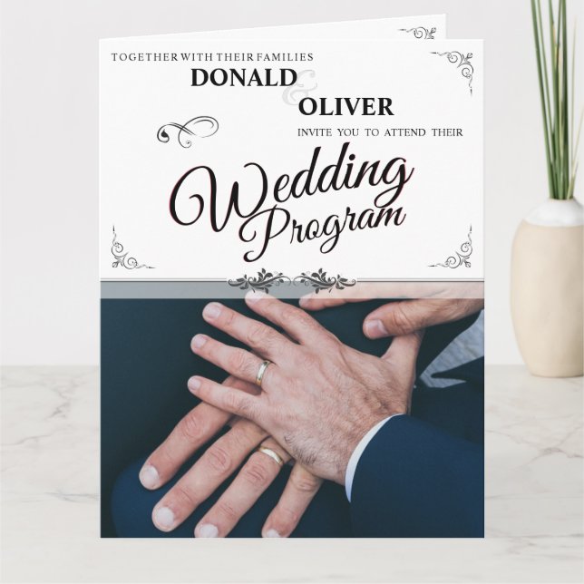 Hände eines homosexuellen Ehepaares mit Rings Dankeskarte (Vorderseite)