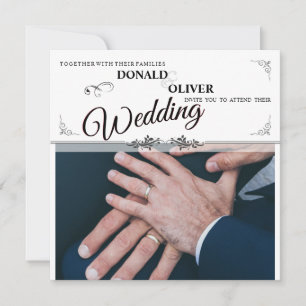 Hände eines schwulen Hochzeitspaares mit Ringen