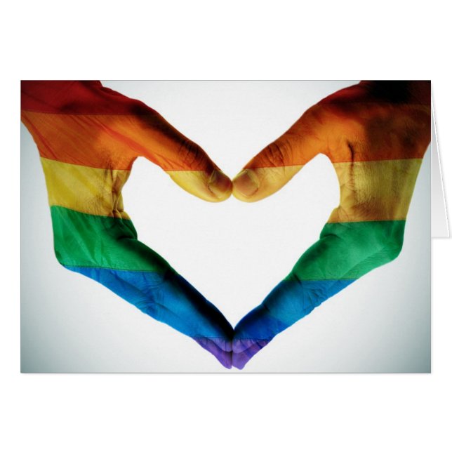 Hände gemalt als Regenbogen-Herz (Vorderseite (Horizontal))