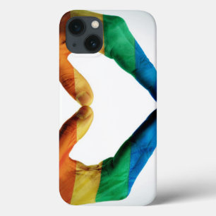 Hände gemalt als Regenbogen-Herz iPhone 13 Hülle