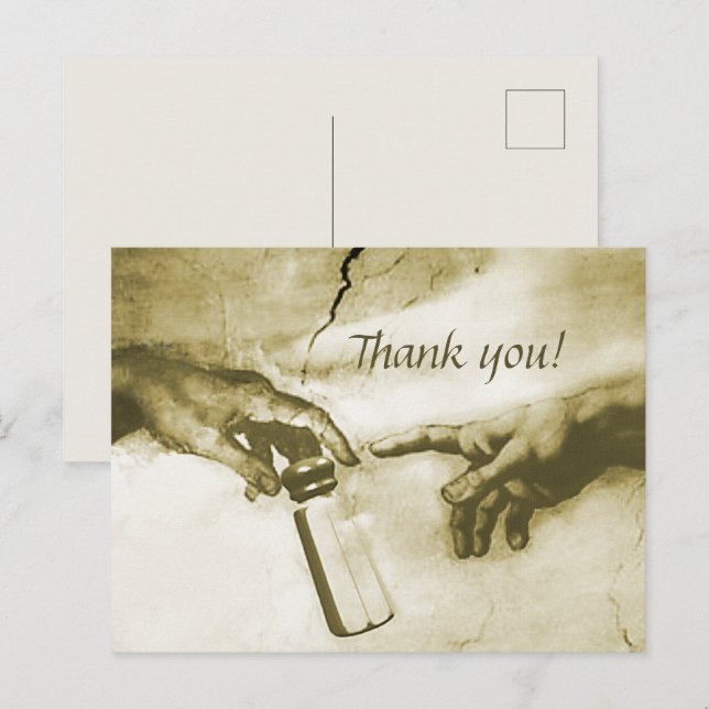 Hände Gottes und Adam Fine Art Parody Vielen Dank Postkarte (Vorne/Hinten)