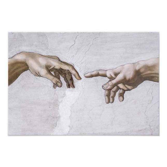 Hände Gottes und Adams von Michelangelo Fotodruck (Vorne)