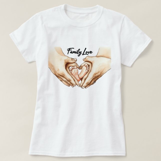 Hände halten Babyfüße T-Shirt (Design vorne)