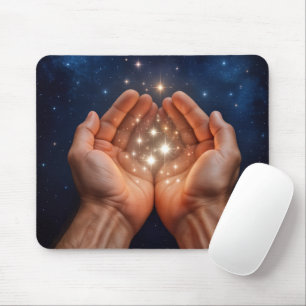 Hände halten Nachtsterne Mousepad