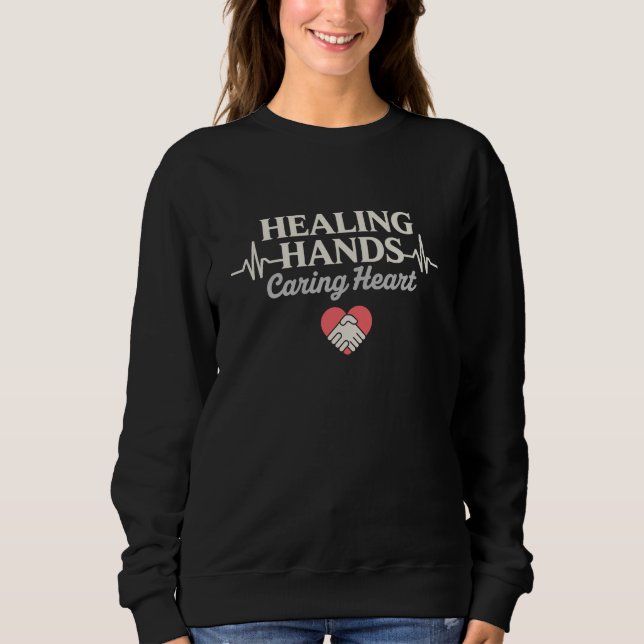 Hände heilen, Gekümmert Herz Sweatshirt (Vorderseite)