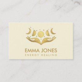 Hände heilen - Monde - Pastellgold Visitenkarte