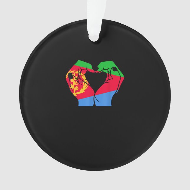 Hände Herz mit eritreischer Flagge Ornament (Vorderseite)