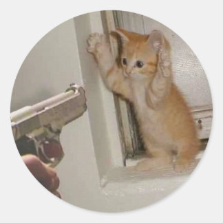 Hände hoch! runder aufkleber