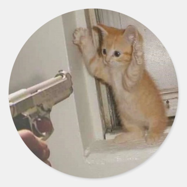 Hände hoch! runder aufkleber (Vorderseite)