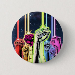 Hände in der Luft mit Ringen - Farbe Button