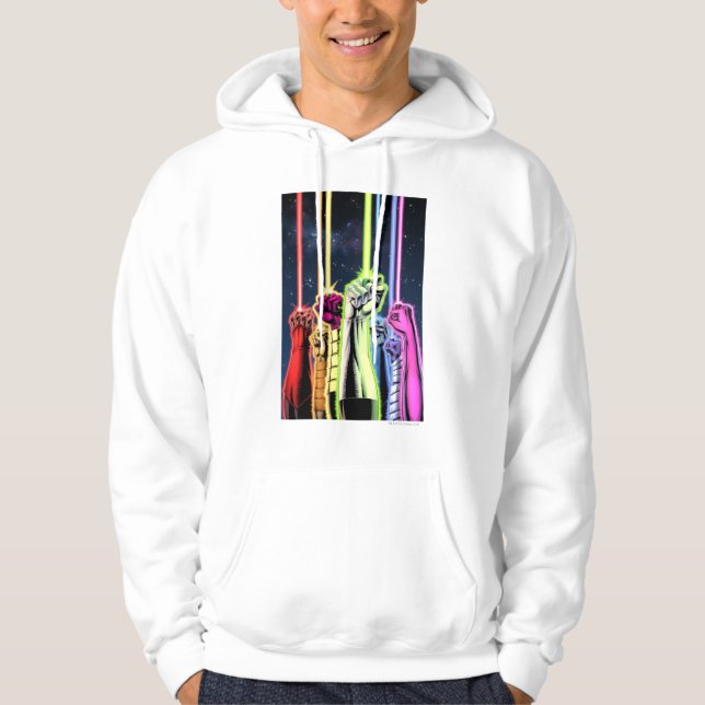 Hände in der Luft mit Ringen - Farbe Hoodie (Vorderseite)