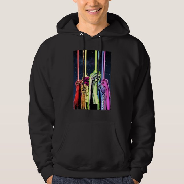 Hände in der Luft mit Ringen - Farbe Hoodie (Vorderseite)
