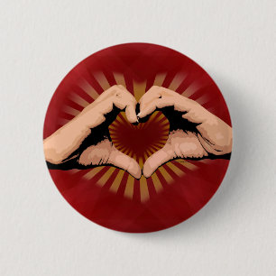 Hände in Form eines Herzens, Liebe-Entwurf Button