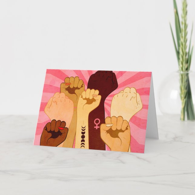 Hände mit Faust aufgezogen Karte (Vorderseite)