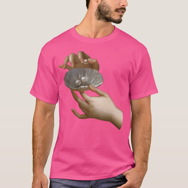 Hände mit Perlen Detail Renaissance-Ästhetik T-Shirt (Vorderseite)
