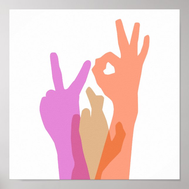 Hände - Peace Luck OK Poster (Vorne)