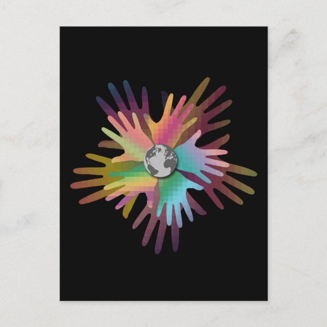 Hände rund um die Welt Postkarte (Vorderseite)