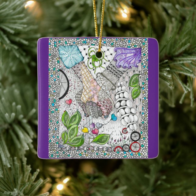 Hände über Herz-Ornament Keramikornament (Baum)