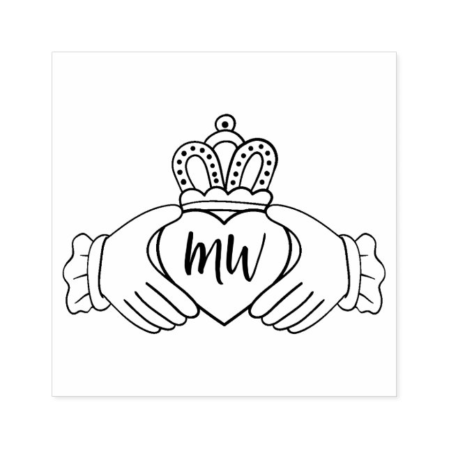 Hände und Briefmarke aus Kronholz Gummistempel (Prägung)