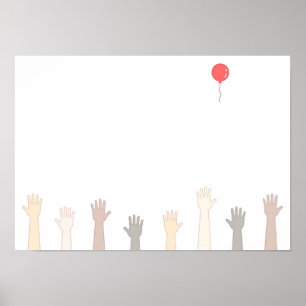 Hände und ein roter Luftballon. Poster