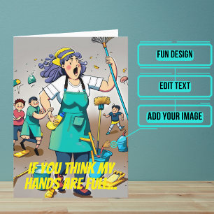 Hände Vollfrau Janitor Custodian Geburtstag Karte