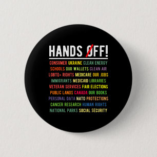 Hände von Medicaid Medicare Social Security Trump Button