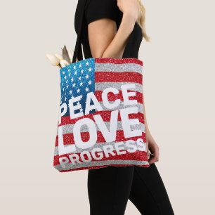 Hände weg Liebe Fortschritt Amerika Flag Glitzer