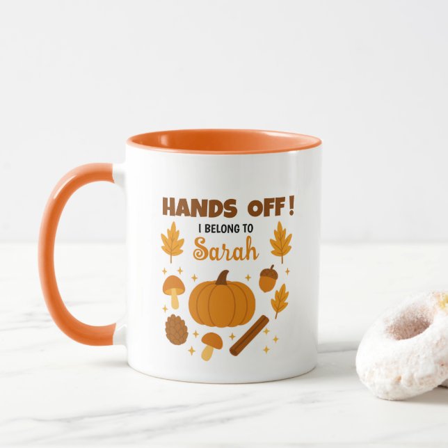 Hände weg! Personalisierte Fall-Kaffee-Tasse Tasse (Mit Donut)