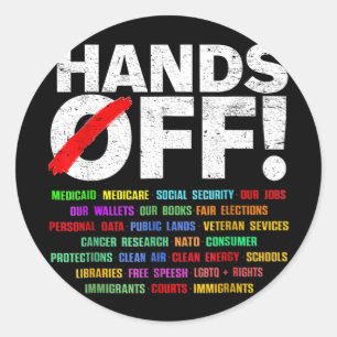 Hände weg Protest für Männer Frauen Runder Aufkleber