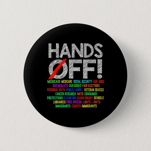 Hände weg Protest Sozialversicherung und Medicare  Button (Vorderseite)