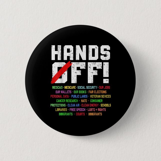Hände weg Protest Sozialversicherung und Medicare  Button (Vorderseite)