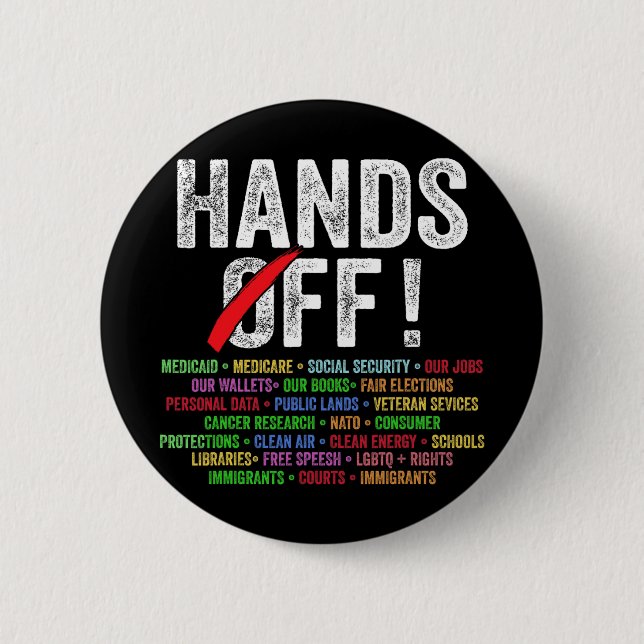 Hände weg Protest Sozialversicherung und Medicare  Button (Vorderseite)