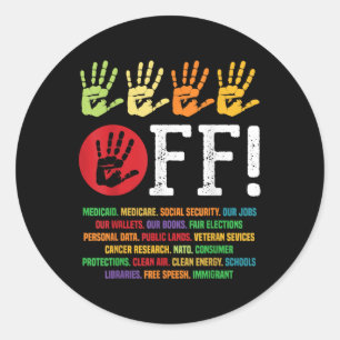 Hände weg Protest Sozialversicherung und Medicare  Runder Aufkleber