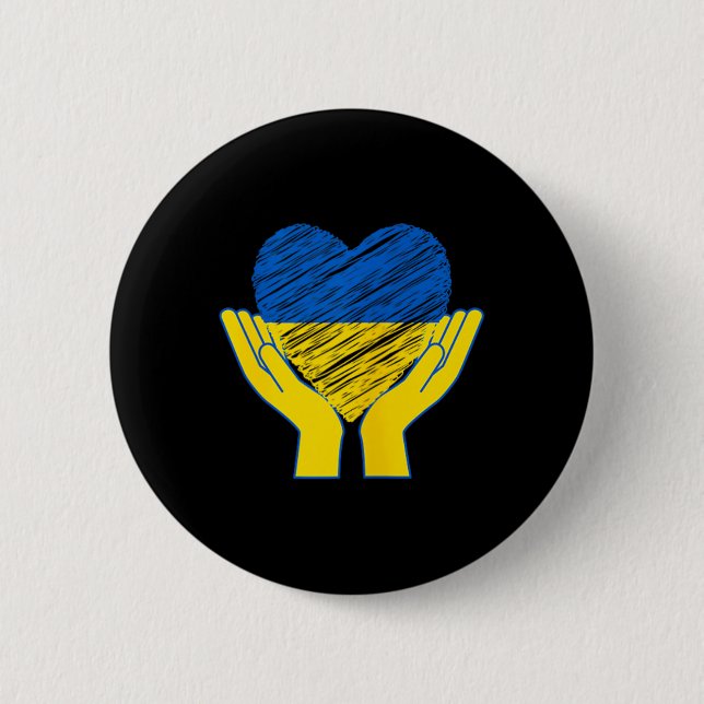 Hände weg von der Ukraine bei ukrainischen Protest Button (Vorderseite)
