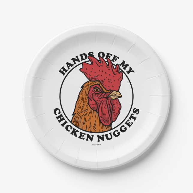 Hände weg von meinen Hühnchen-Nuggets Pappteller (Vorderseite)