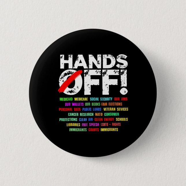 Hände weg von Protest gegen die soziale Sicherheit Button (Vorderseite)