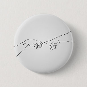 Hände, welche die Schaffung von Adam zeigen Button