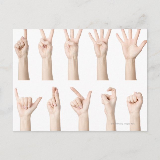 Hände zeigen die chinesische Art der Zählung Postkarte (Vorderseite)
