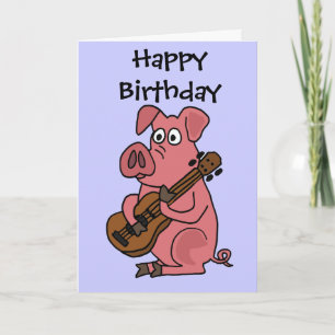 HANDELS, lustiges Schwein, das Gitarren-Cartoon Karte