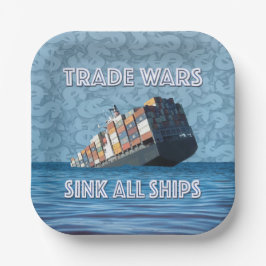 Handelskriege stürzen alle Schiffe Pappteller
