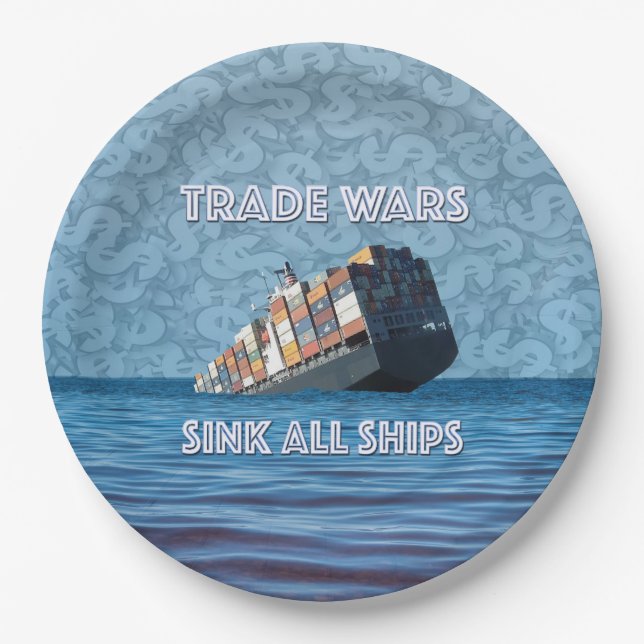 Handelskriege stürzen alle Schiffe Pappteller (Vorderseite)
