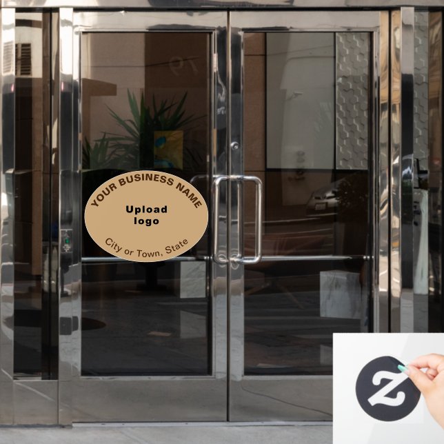 Handelsmarke auf hellbraune Ovalform Fensteraufkleber (Büro Tür)