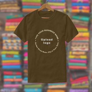 Handelsmarke im runden Muster Text auf braun T-Shirt
