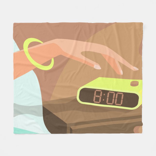 Händeschalten auf den Knopf Wecker-Schlummertaste Fleecedecke (Vorderseite (Horizontal))