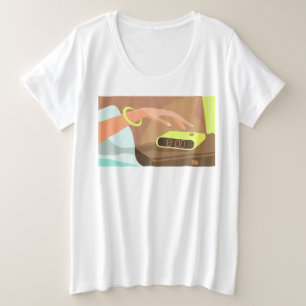Händeschalten auf den Knopf Wecker-Schlummertaste Große Größe T-Shirt